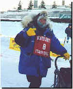 Aliy at the finish of the 1998 Quest